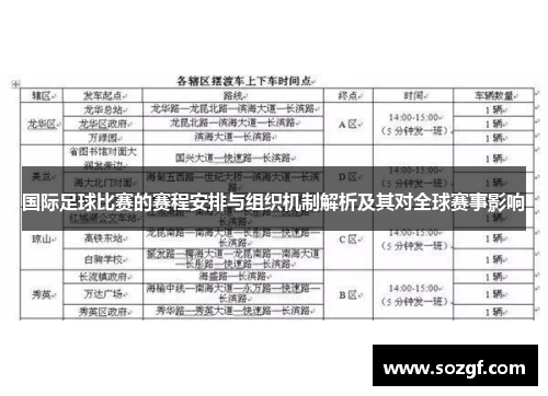 国际足球比赛的赛程安排与组织机制解析及其对全球赛事影响