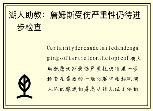 湖人助教：詹姆斯受伤严重性仍待进一步检查